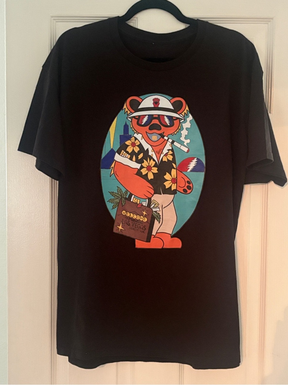 Black Short-Sleeve Tee with Grateful Dead Bear Graphic